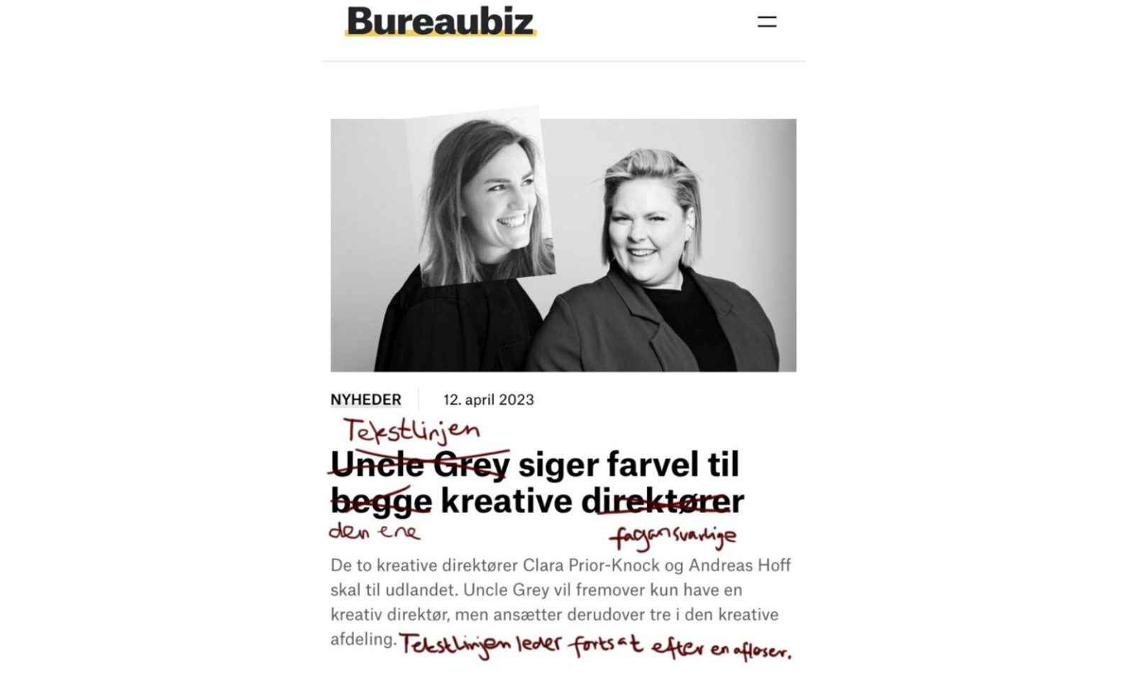 Tekstlinjen hackede Bureaubiz